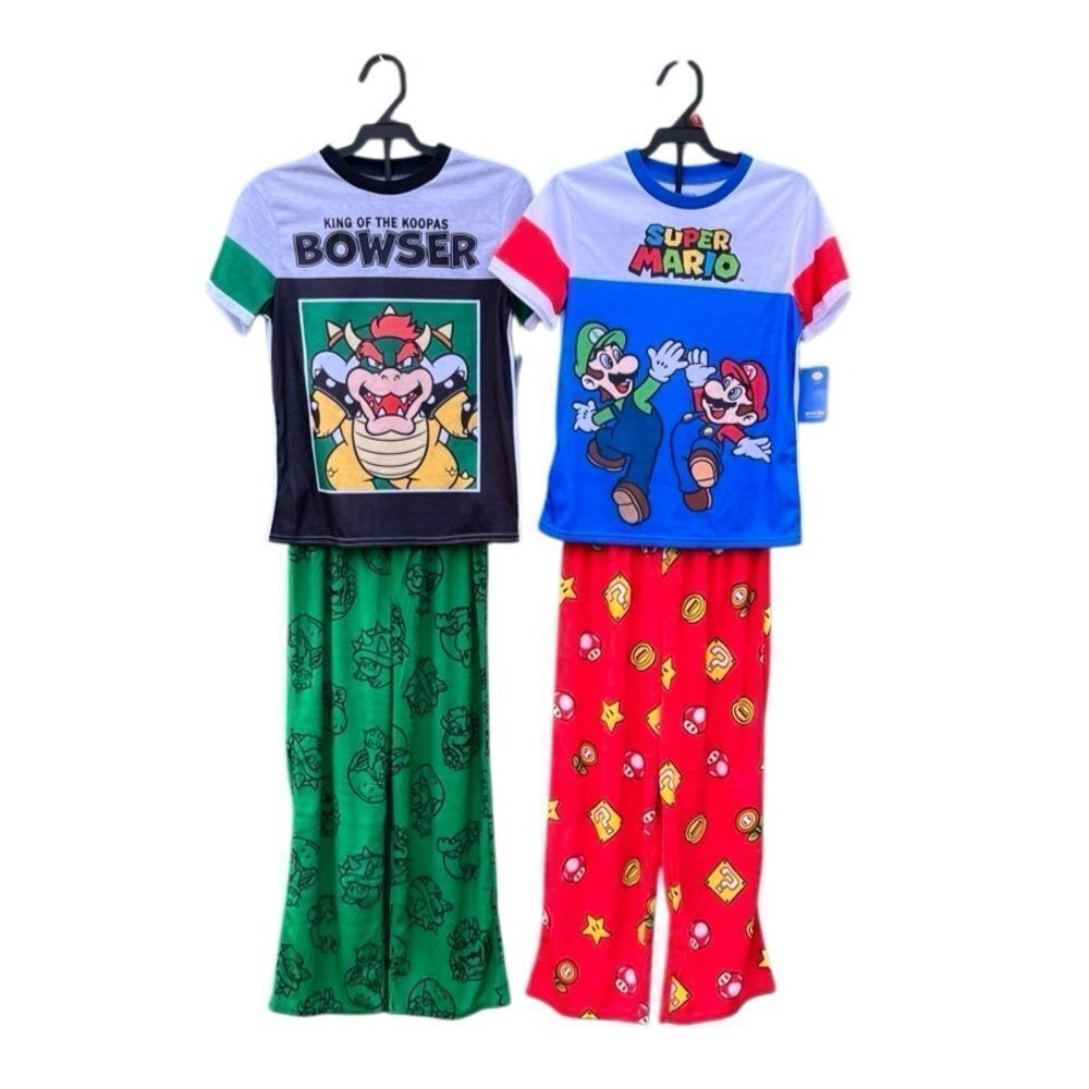 Boys Mario & Bowser Short Sleeve Top & Sleep Pants Pajama 2, 2-Piece Sets Size M